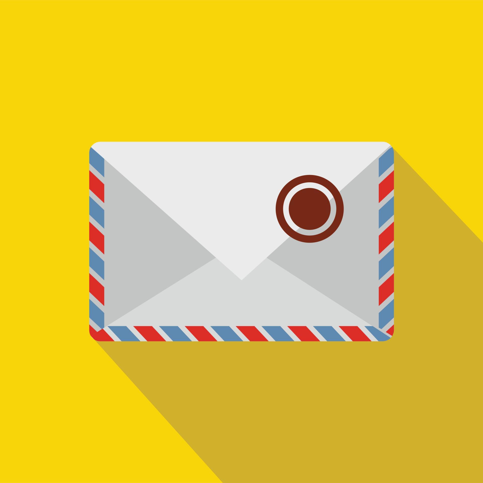 White postage envelope with stamp icon, flat style 14192119 Vector Art at Vecteezy