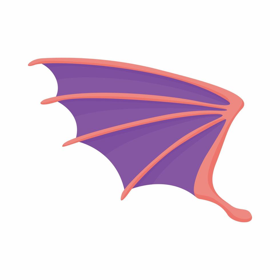 Violet dragon wing icon, cartoon style vector