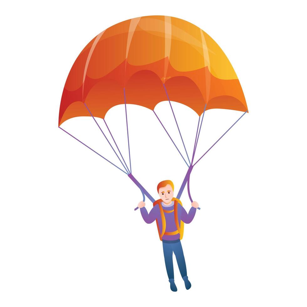 icono de paracaídas naranja, estilo de dibujos animados vector