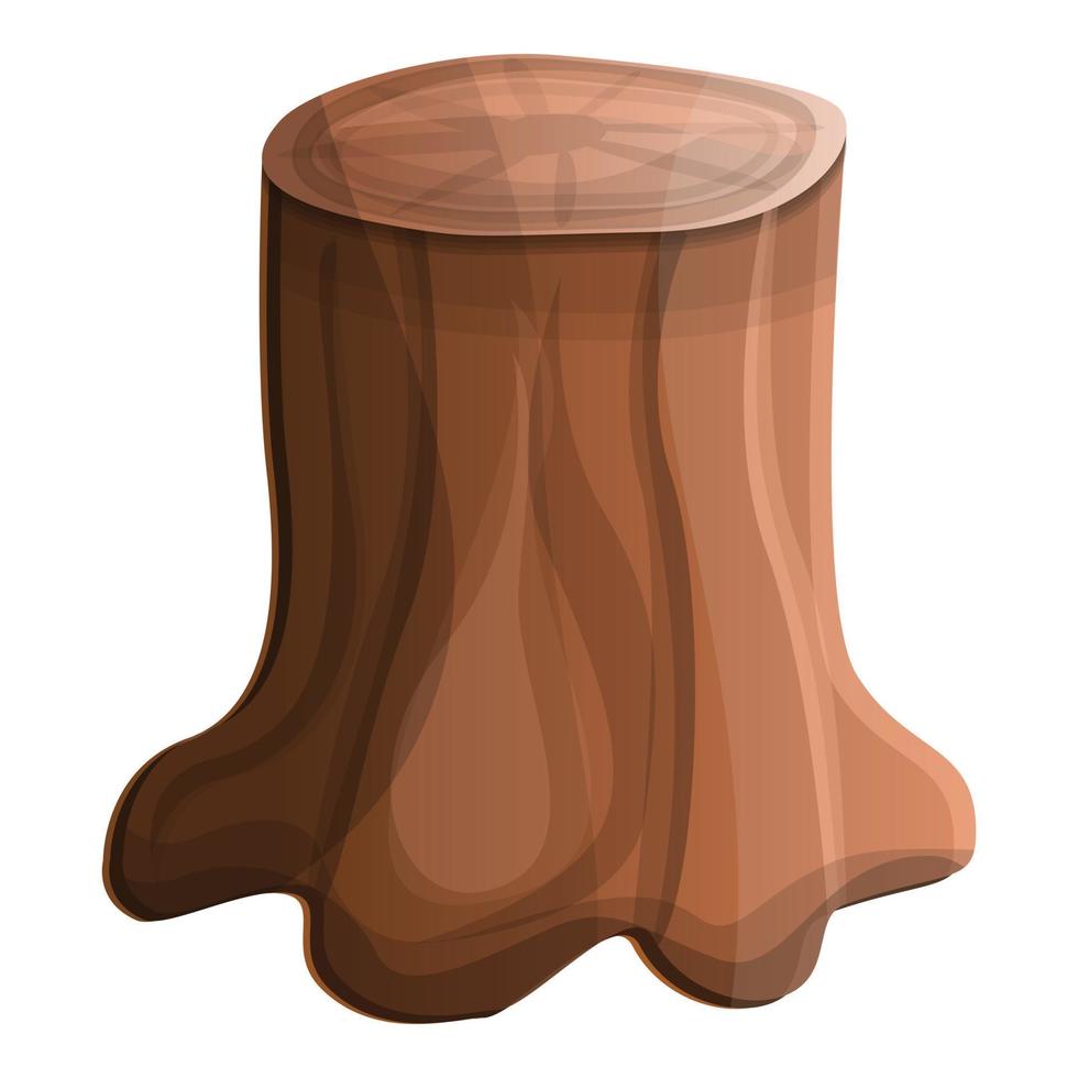 Old tree stub icon, cartoon style vector