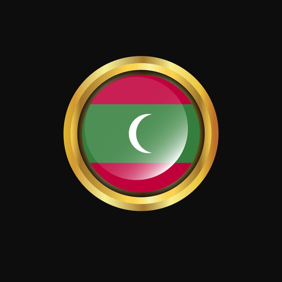 Maldives flag Golden button vector