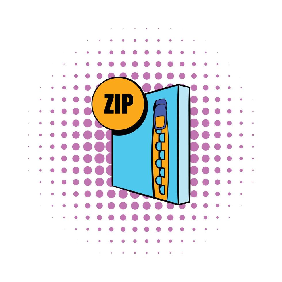 ZIP file icon in comics style vector