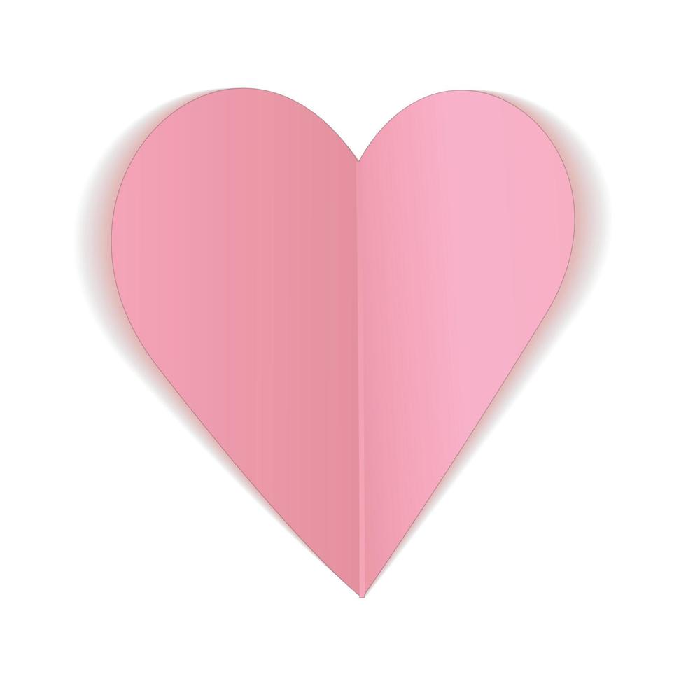 icono de corazón de papel rosa doblado vector