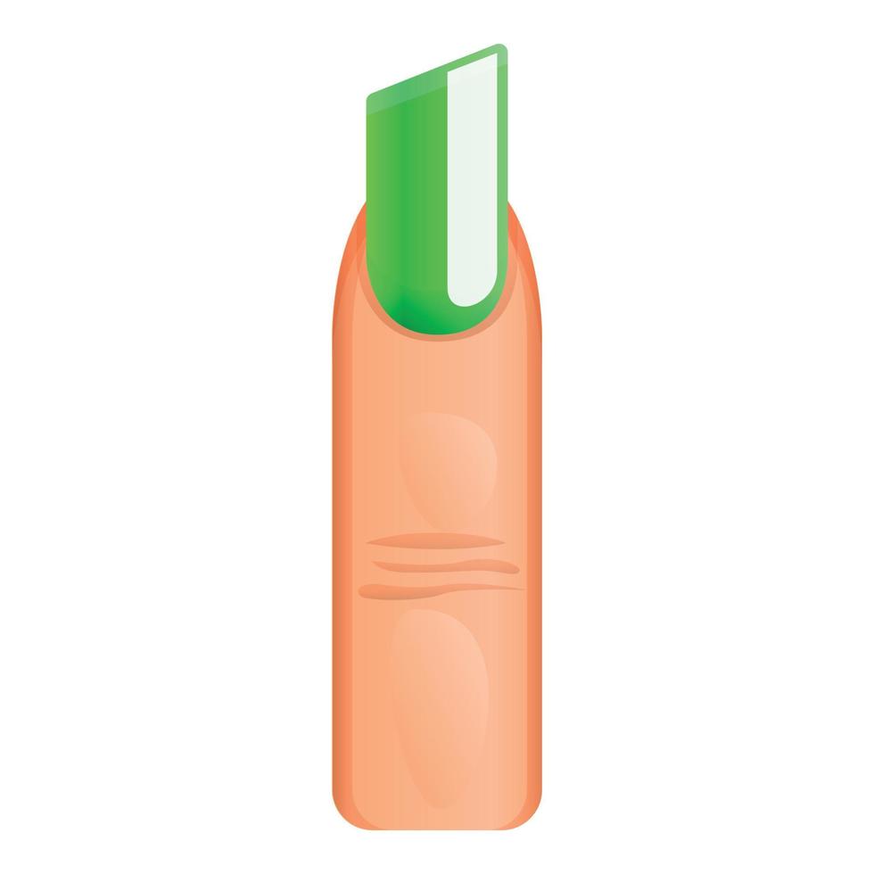 Green color manicure icon, cartoon style vector