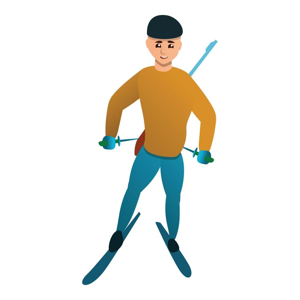 Biathlon icon, cartoon style vector