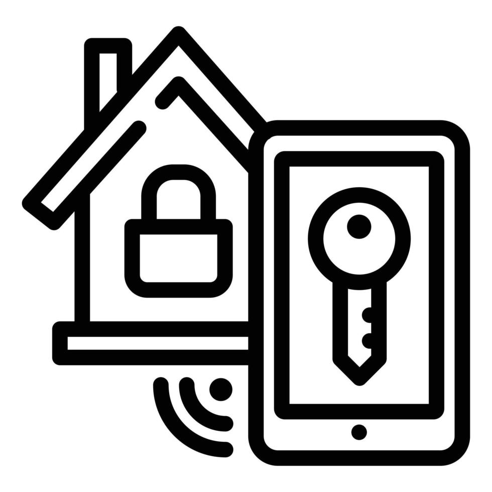Smart house lock icon, outline style vector
