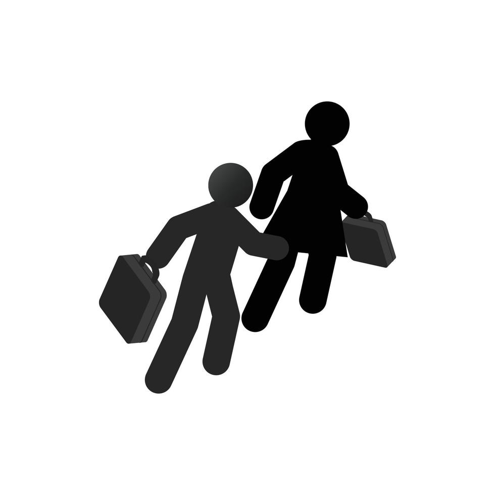 Refugees with suitcase icon, isometric 3d style vector