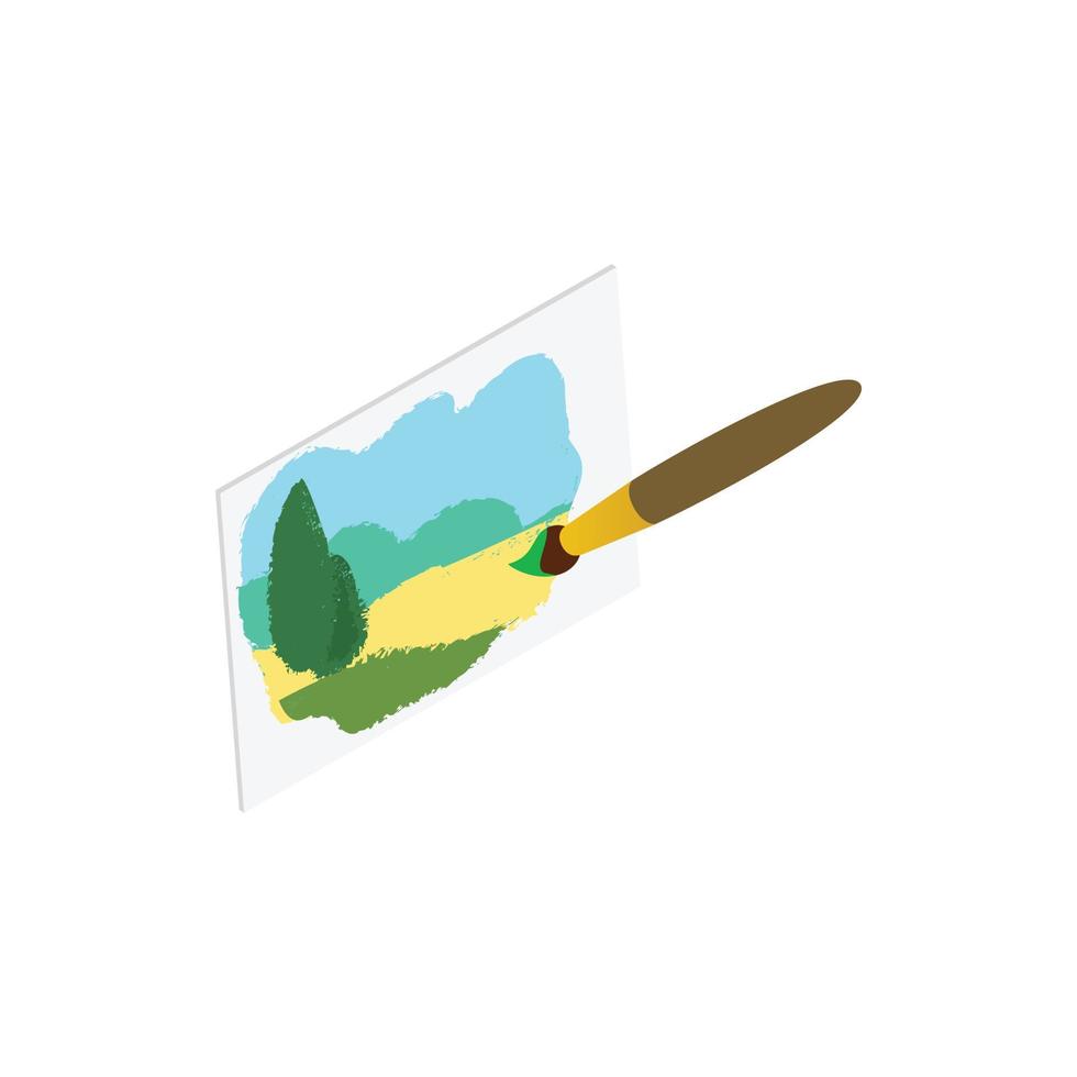 Drawing of landscape icon, isometric 3d style vector