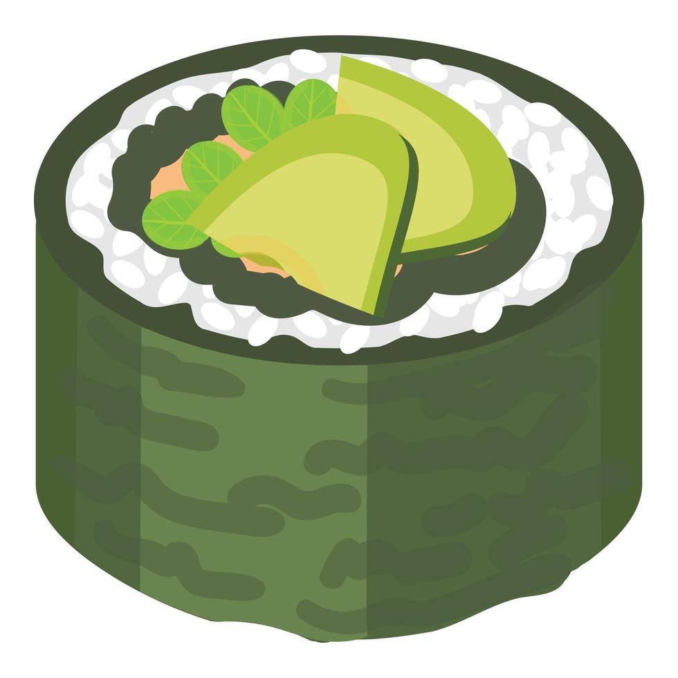 Green sushi icon cartoon vector. Roll food vector