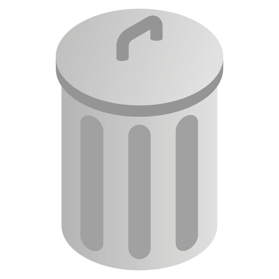 Grey trash can icon, isometric 3d style vector