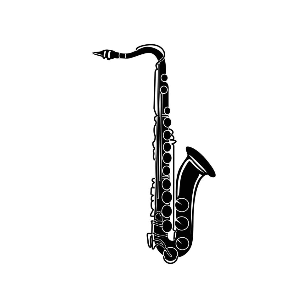 Saxophone icon, black simple style vector
