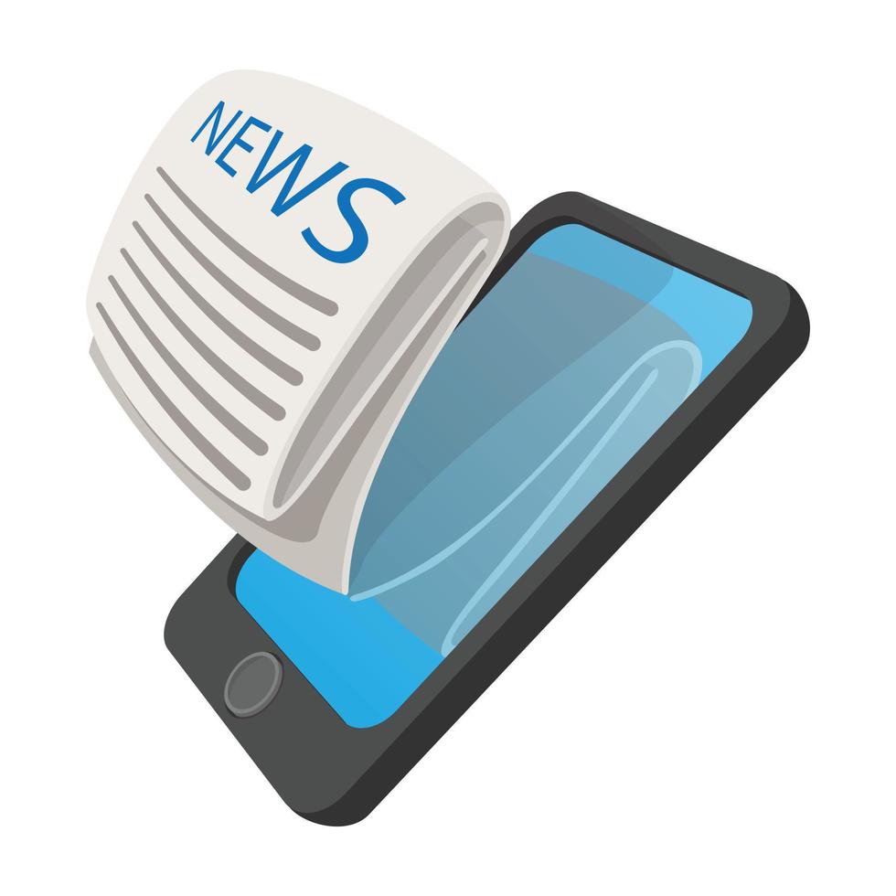 Online reading news using smartphone cartoon icon vector