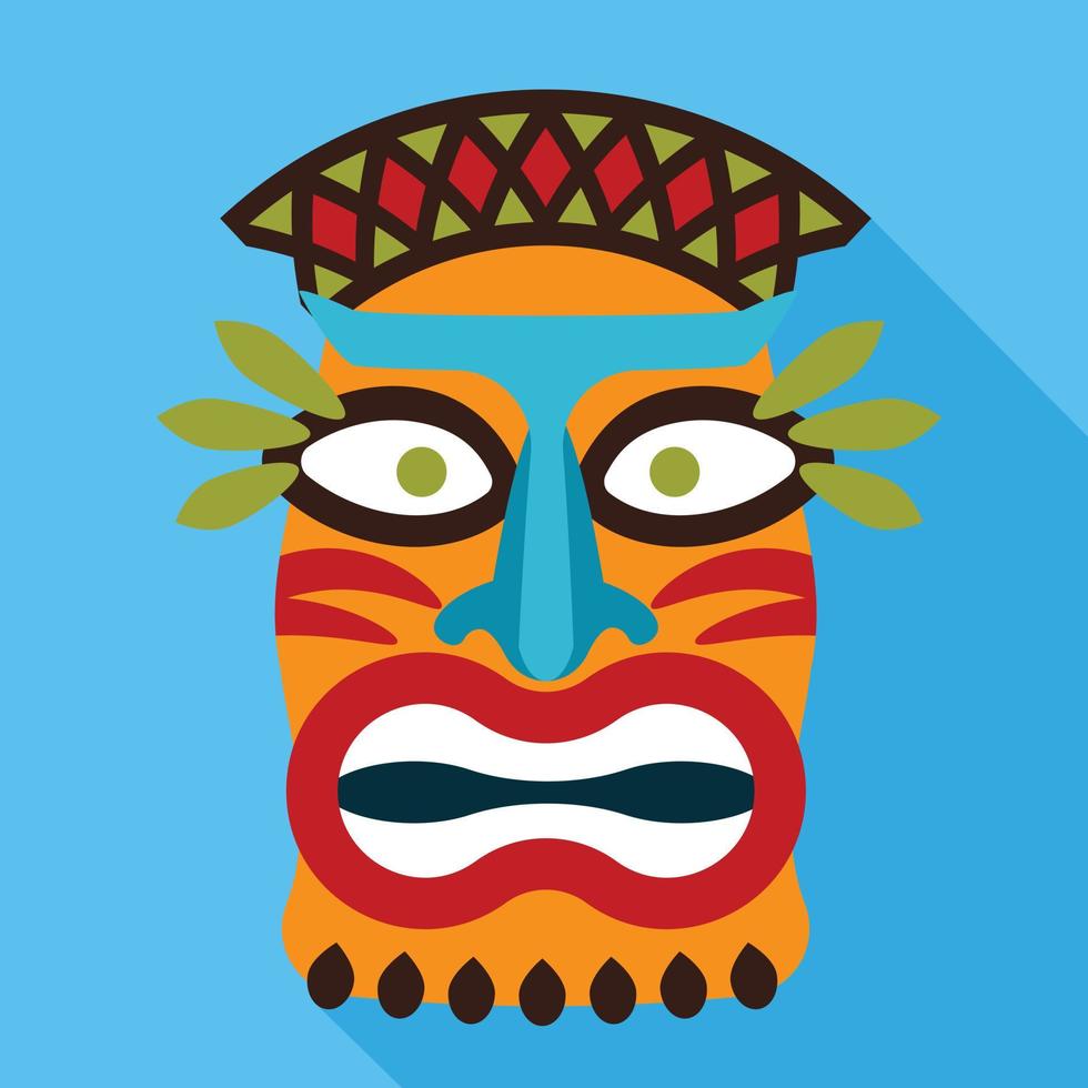 Aztec wood idol icon, flat style vector