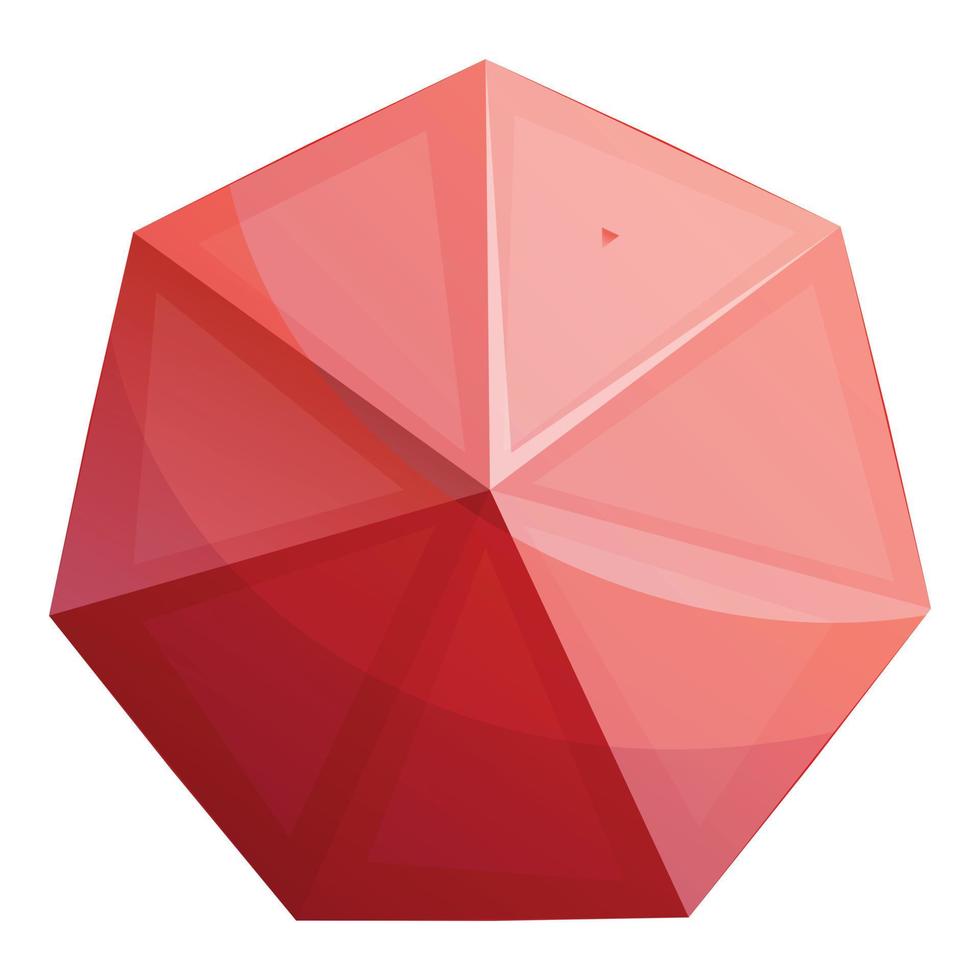 Magic red crystal icon, cartoon style vector