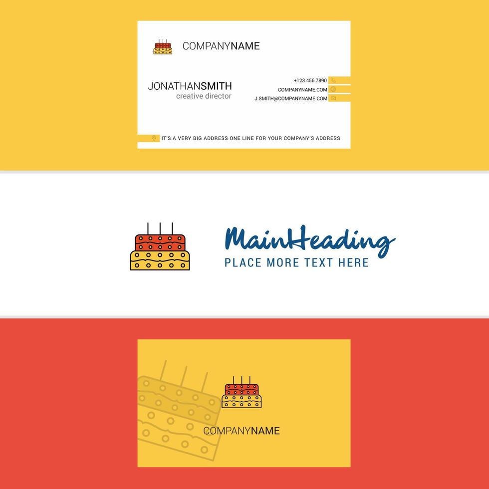 Beautiful Birthday cake Logo and business card vertical Design Vector