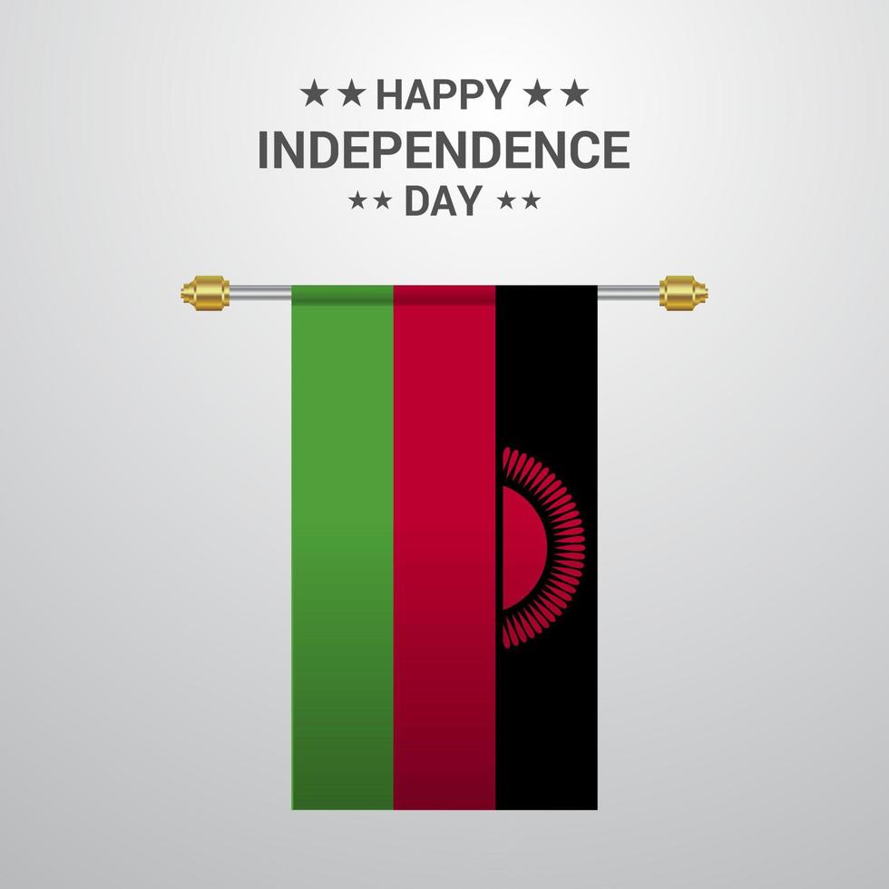 Malawi Independence day hanging flag background vector