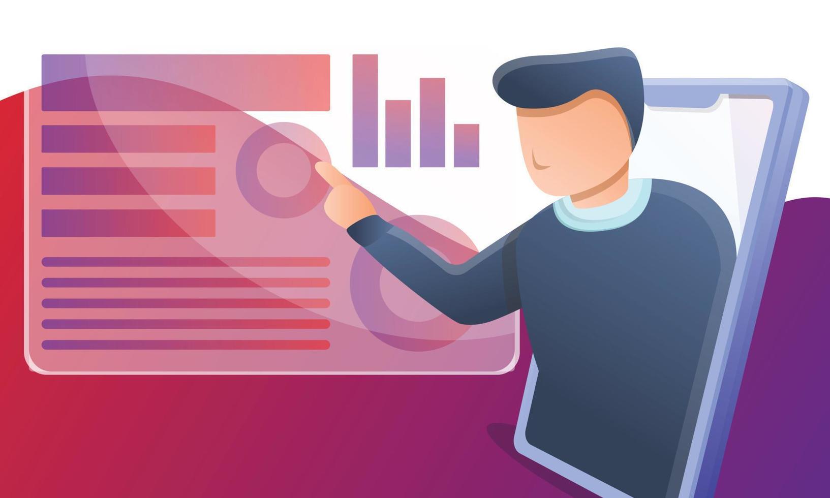 Online school lecture concept banner, cartoon style vector