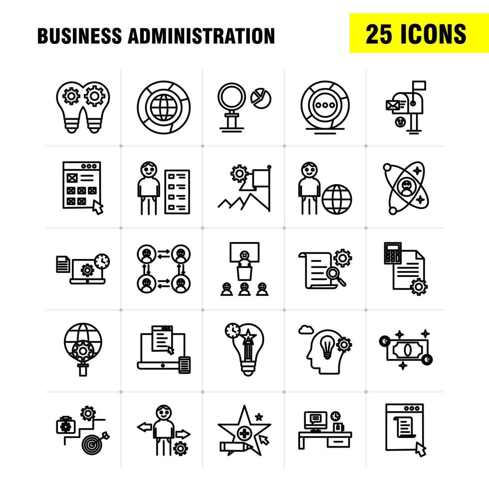 Business Administration Line Icons Set For Infographics Mobile UXUI Kit And Print Design Include Classroom Class Education School Bulb Idea Clock Award Eps 10 Vector