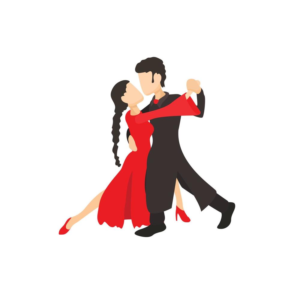 Tango dancers icon, cartoon style vector