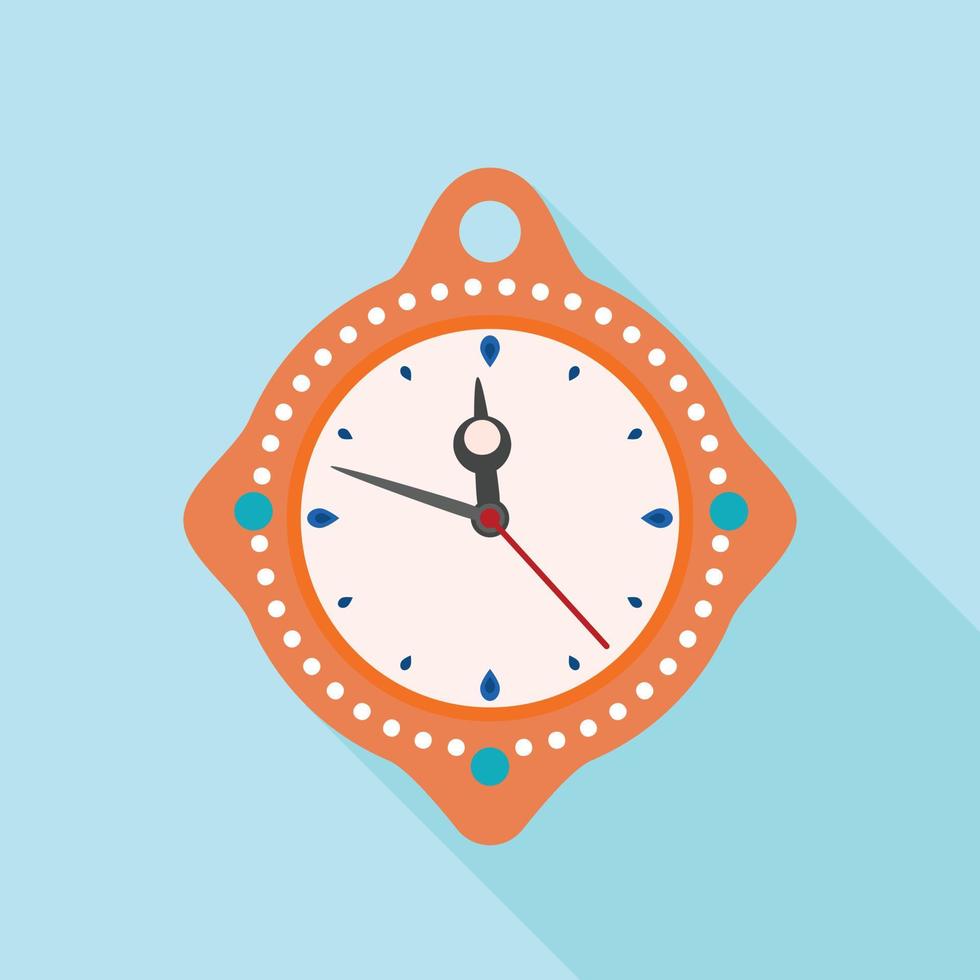 Clock time new year icon, flat style vector