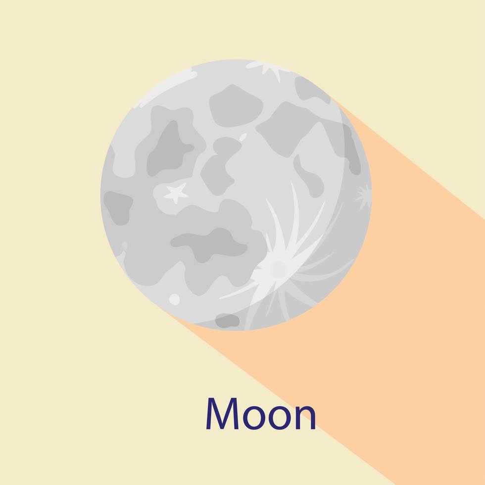Moon space icon, flat style vector