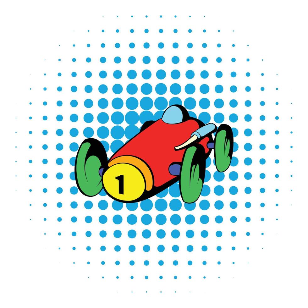 Racing car icon, comics style vector