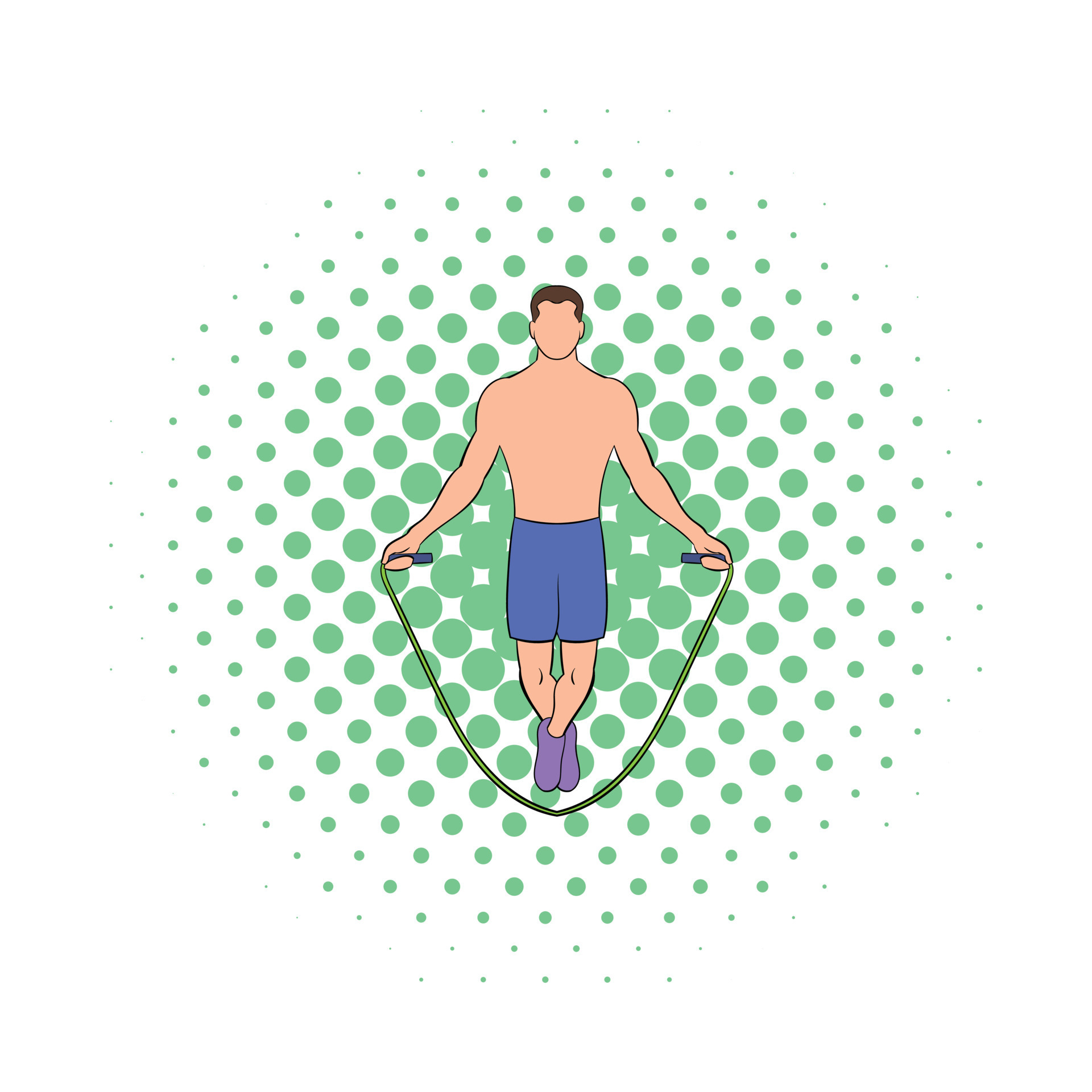 Man jumping with skipping rope icon, comics style 14192523 Vector Art