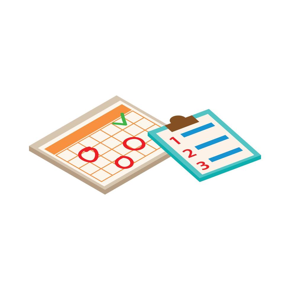 Planner and check list icon, isometric 3d style vector