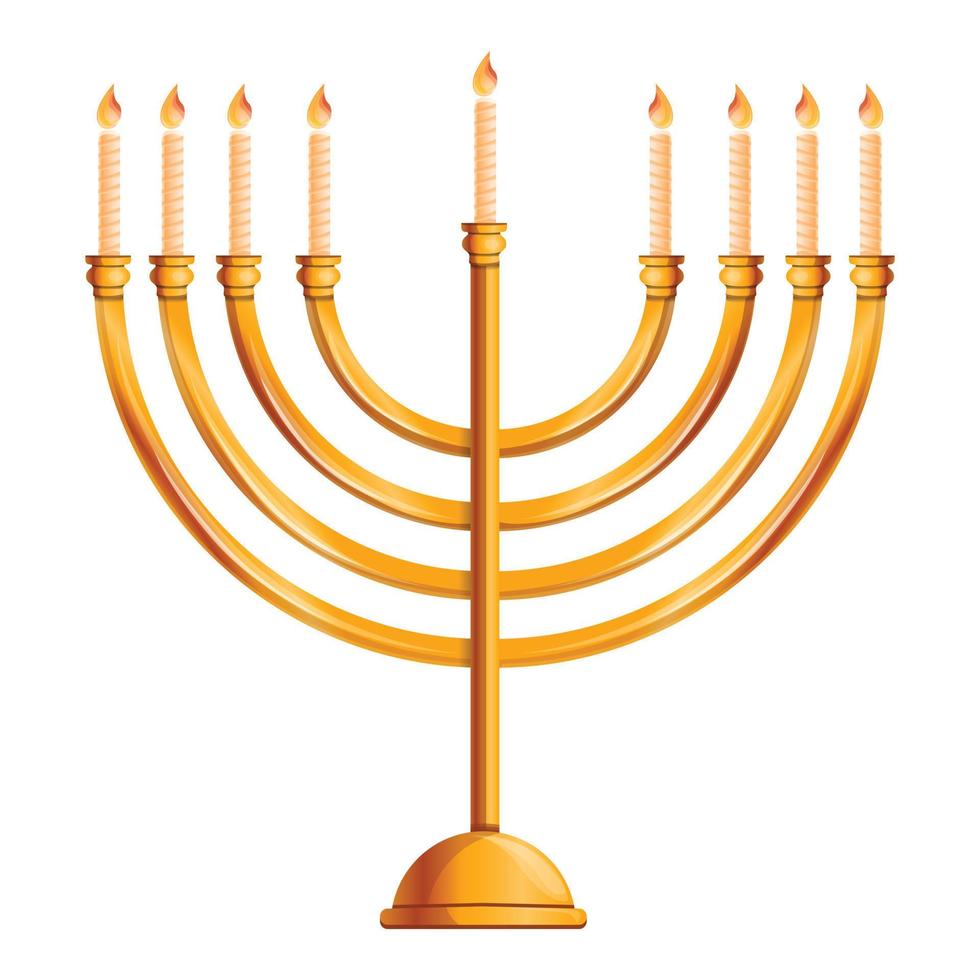 Jewish menorah icon, cartoon style vector