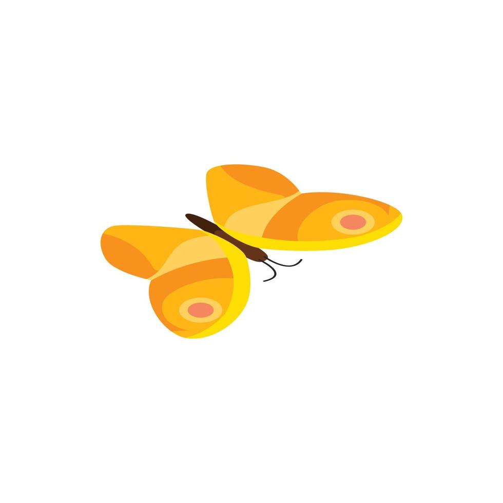 icono de mariposa amarilla, estilo 3d isométrico vector