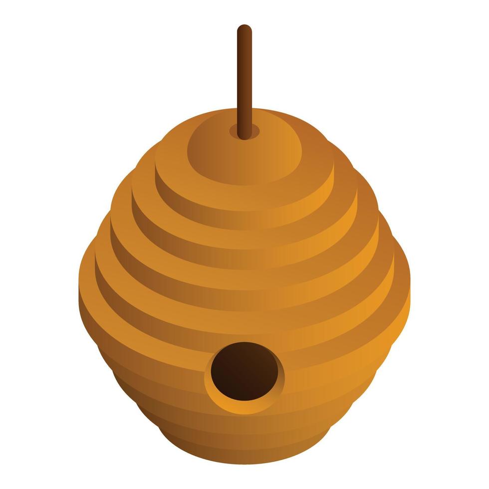 Tree bee hive icon, isometric style vector