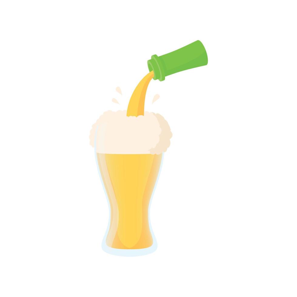 Beer pouring from bottle into glass icon vector