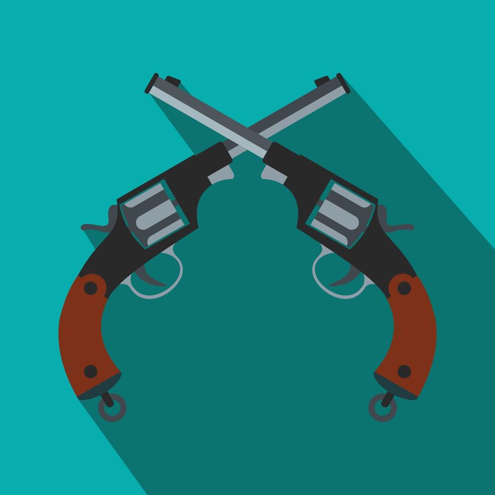 Crossed revolvers flat icon vector