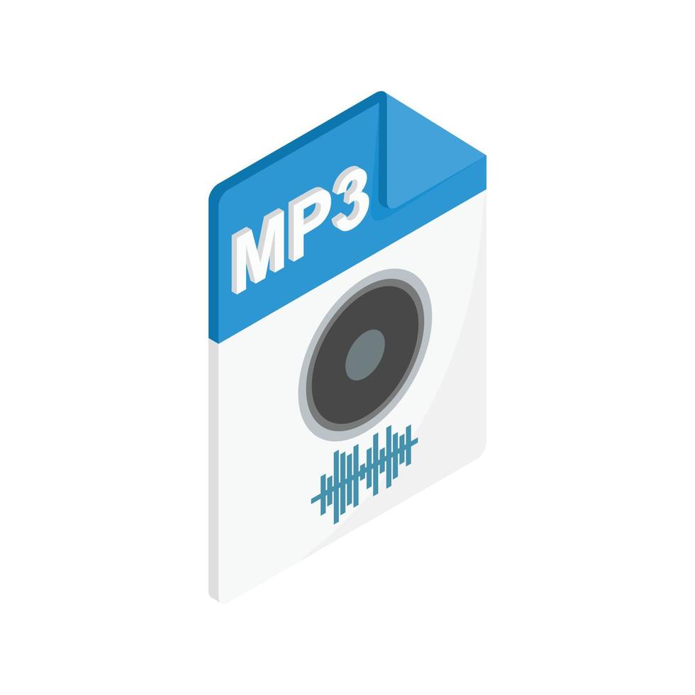 MP3 audio file extension icon, isometric 3d style vector