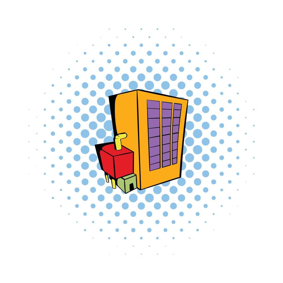 Factory building icon, comics style vector