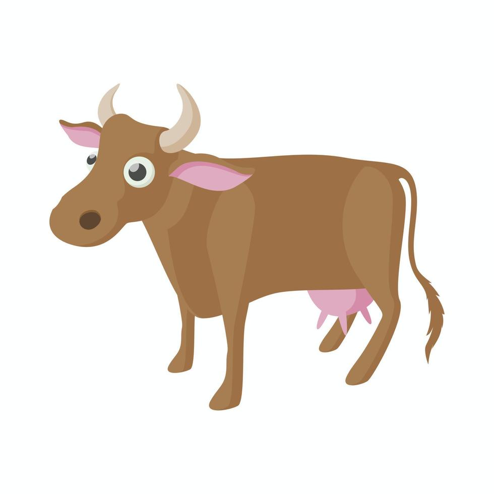 icono de vaca marrón, estilo de dibujos animados vector