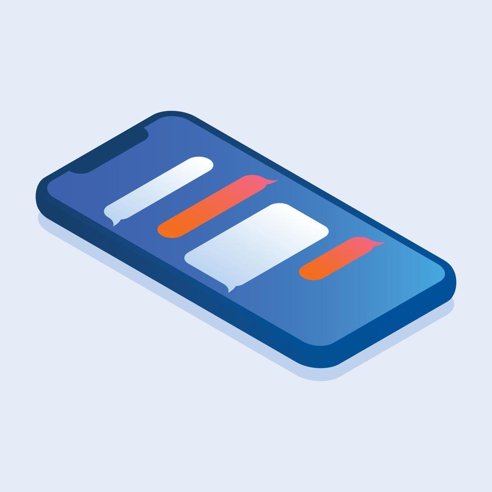 Smartphone chat icon, isometric style vector