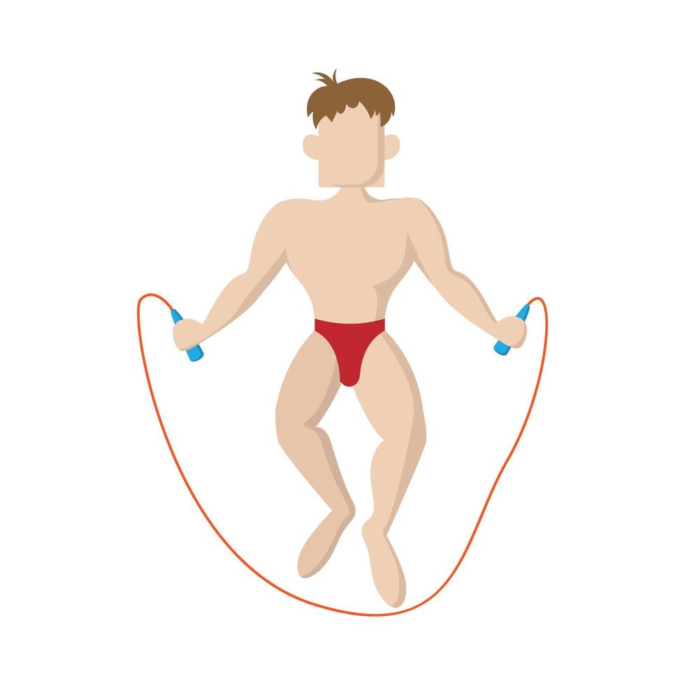 Man jumping with skipping rope icon, cartoon style vector