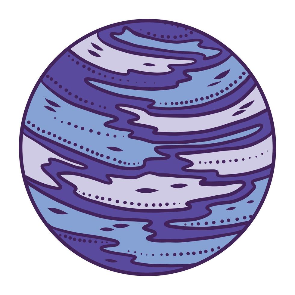 Blue planet icon, hand drawn style vector