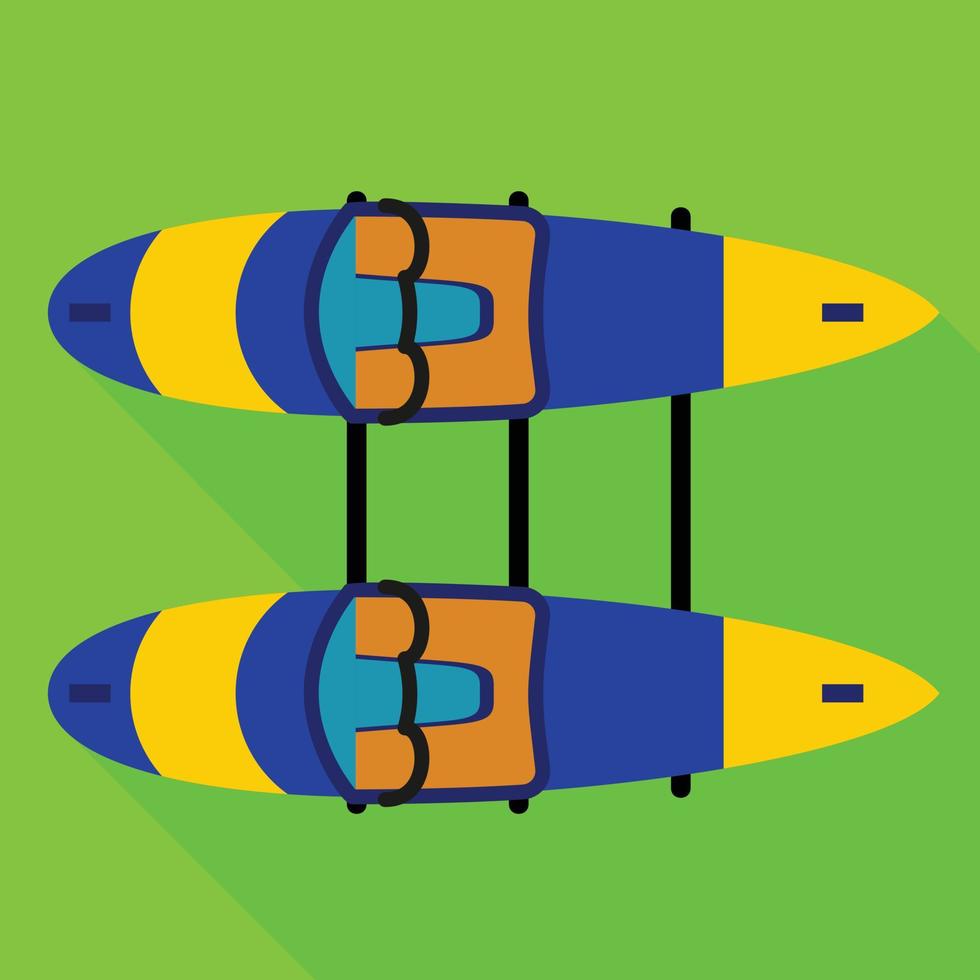 Double side canoe boat icon, flat style vector