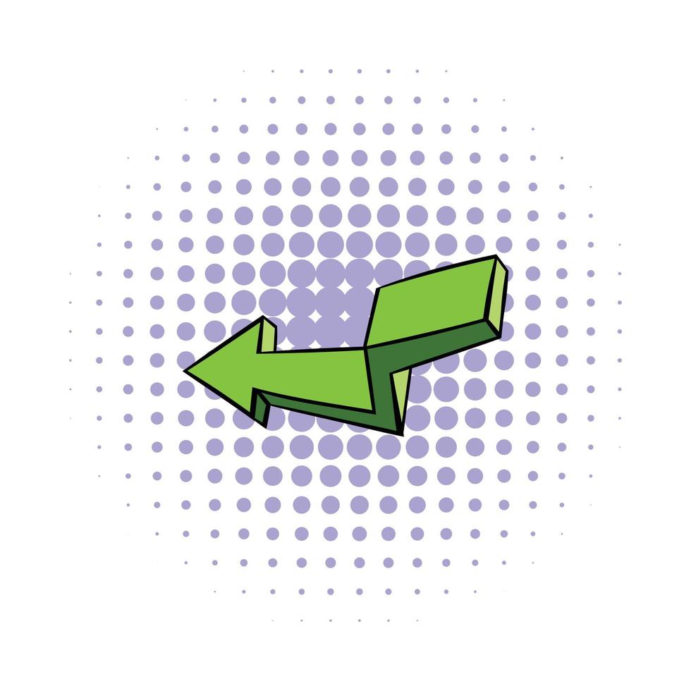 Green broken arrow icon, comics style vector