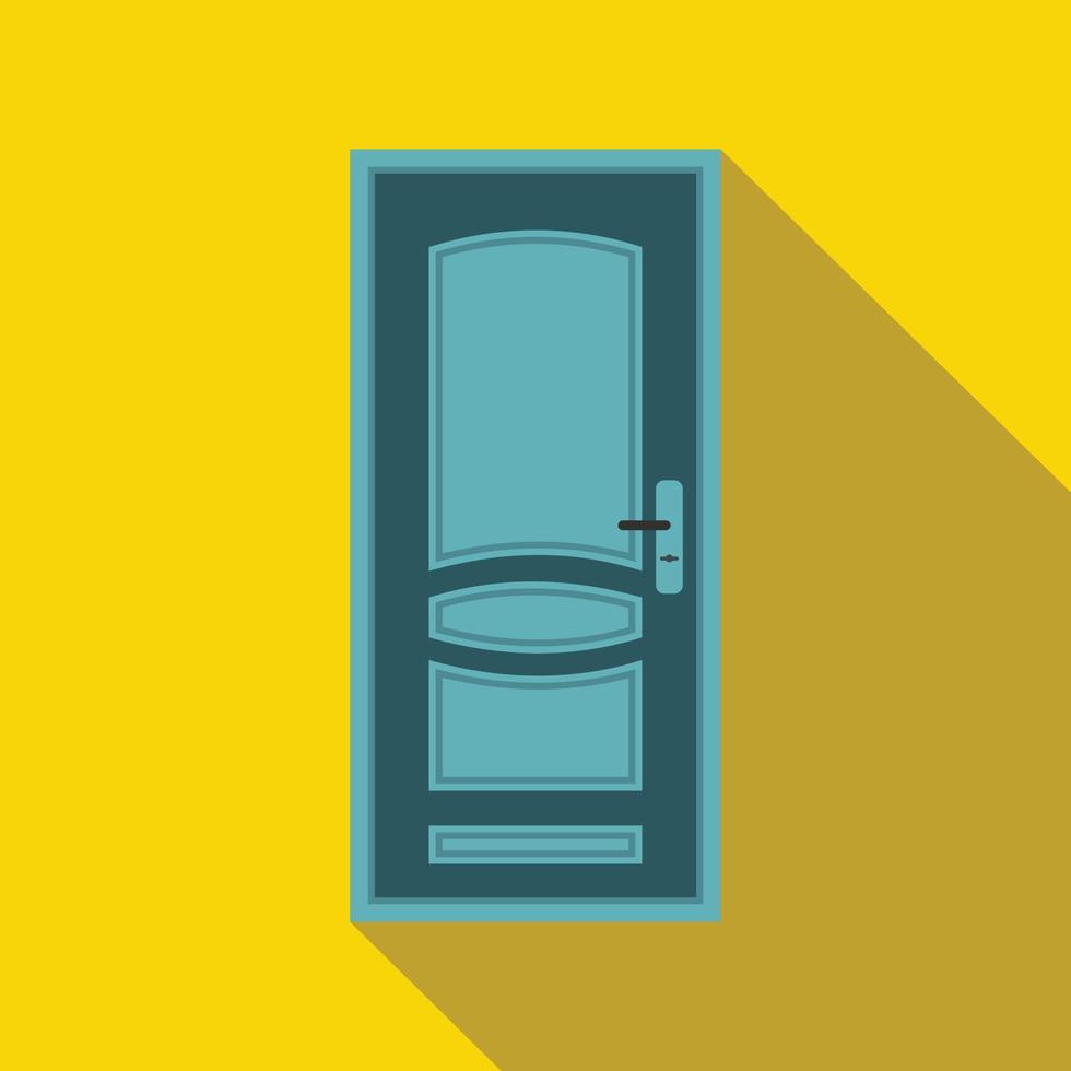 Blue door icon in flat style vector