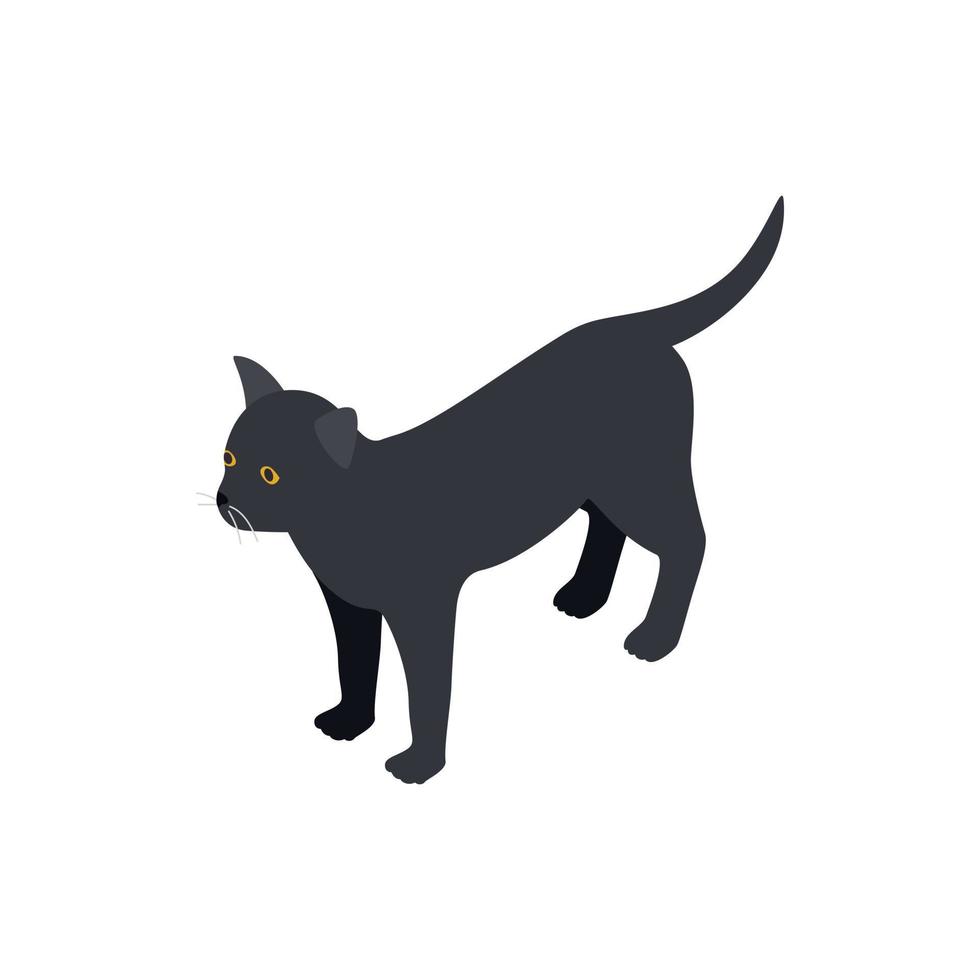 icono de gato negro, estilo 3d isométrico vector