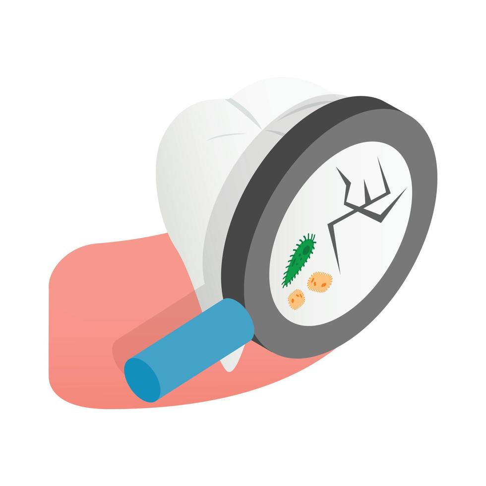 Tooth with magnifying glass icon vector