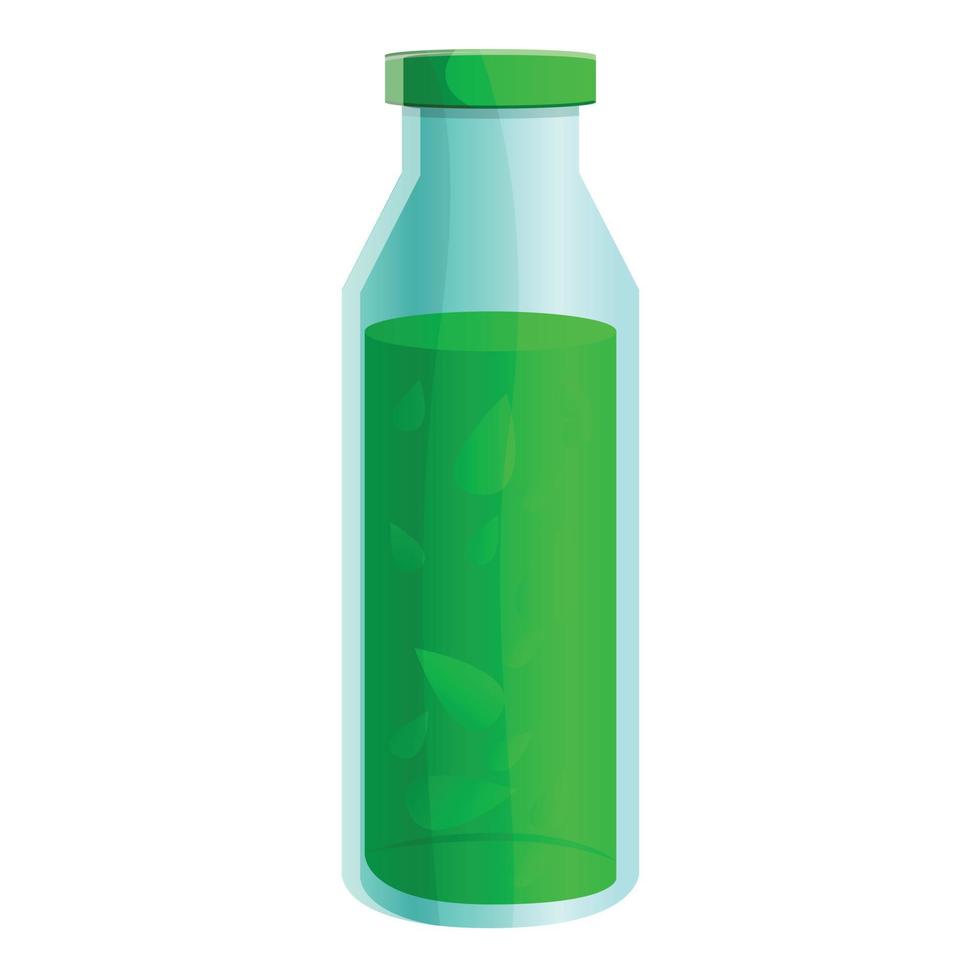 Spinach drink bottle icon, cartoon style vector