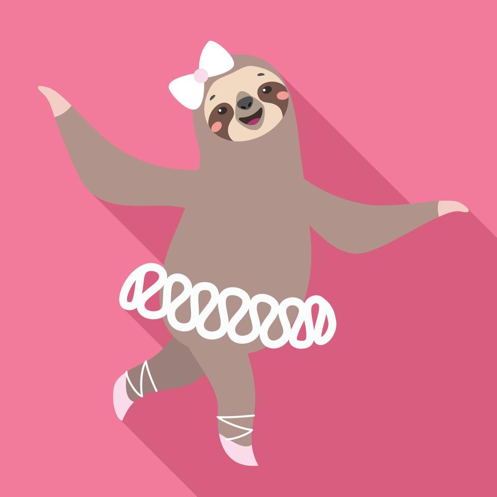 Sloth balerine icon, flat style vector