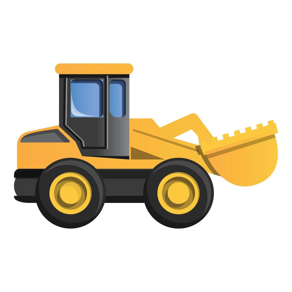 Wheel excavator icon, cartoon style vector