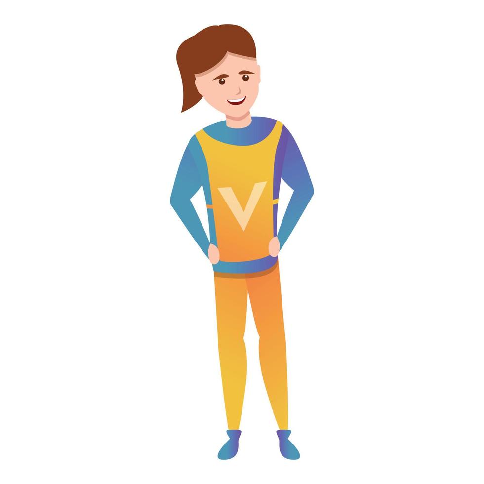 Girl volunteer icon, cartoon style vector