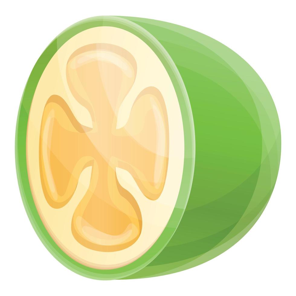 icono de media feijoa, estilo de dibujos animados vector