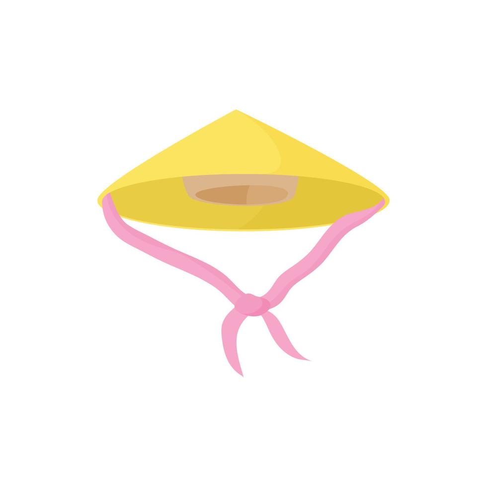 Conical straw hat icon, cartoon style vector